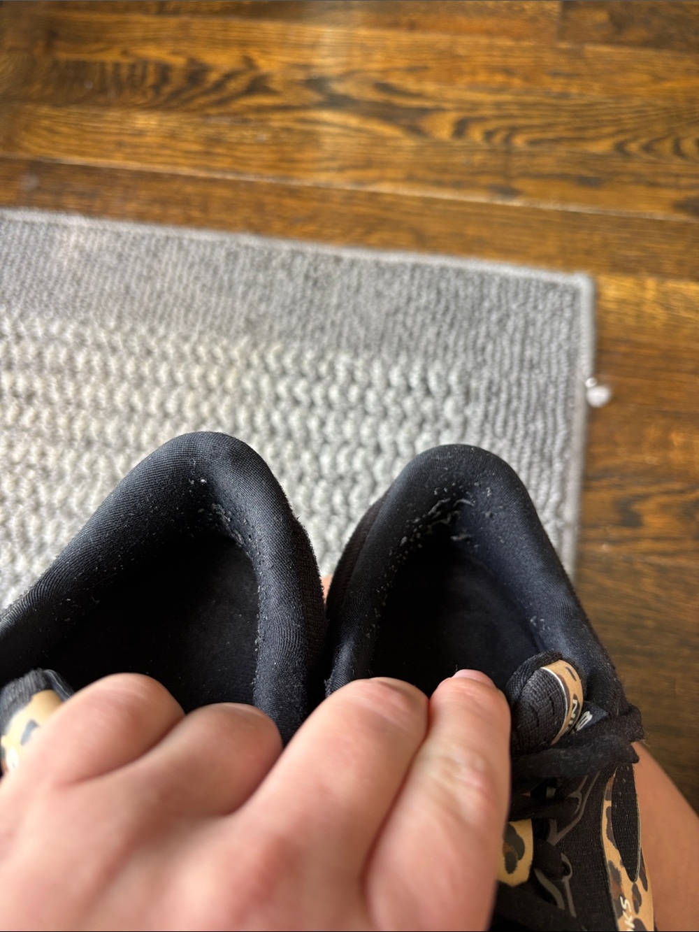 Brooks Glycerin Black Running Shoes with Leopard Print Accent - Picture 3 of 6